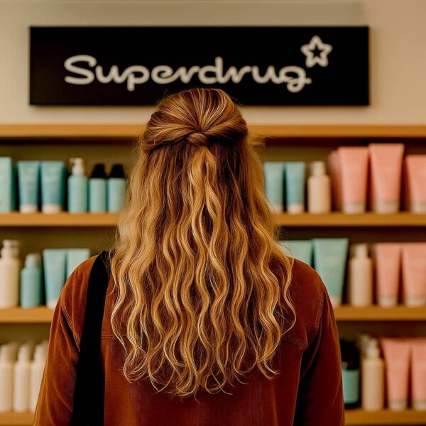 Young person looks at products from Superdrug