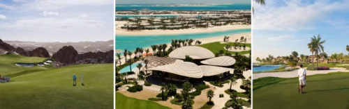 Shura Links and Laheq Golf Course on the Red Sea coast, and Trojena Northern