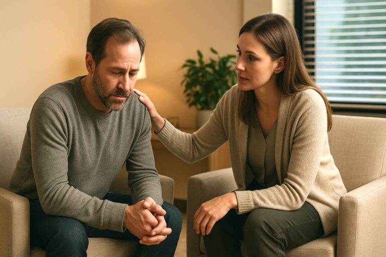 confidential atmosphere of a rehab admission counseling session