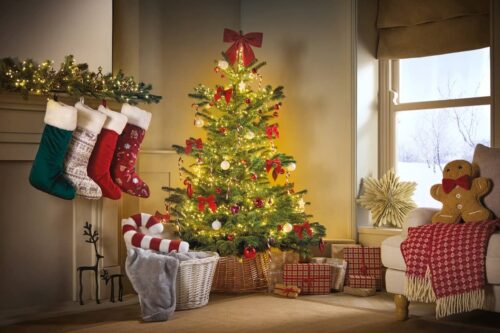 Aldi Christmas Fir Tree in living room