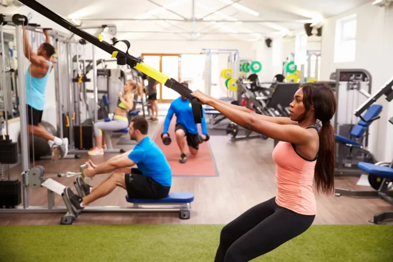 People workout at the gym