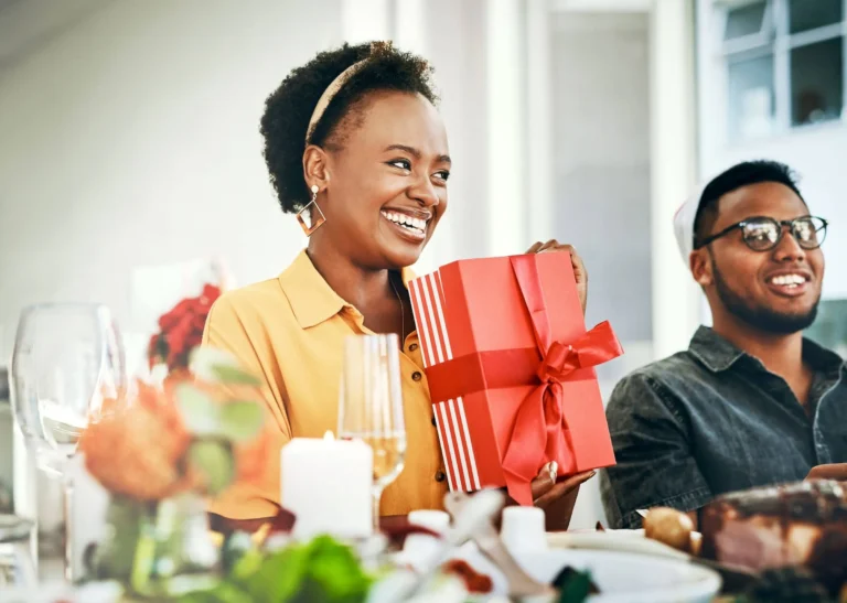 Person receiving a gift