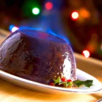 Christmas Pudding with a Brandy Flame