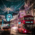London at Christmas with Red bus