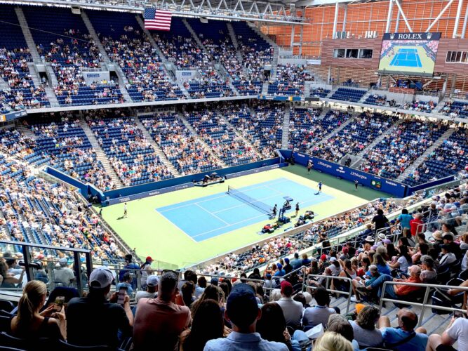 2025 US OPEN tennis tournament on August 28, 2025. View of Louis Armstrong Stadium during the US OPEN tennis tournament at the Billie Jean King National Tennis Center in New York City.