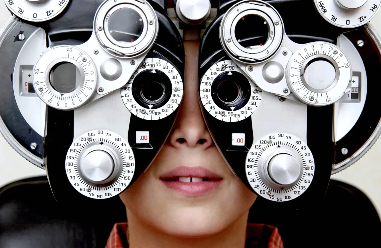 Person having eyes tested