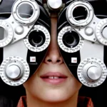 Person having eyes tested