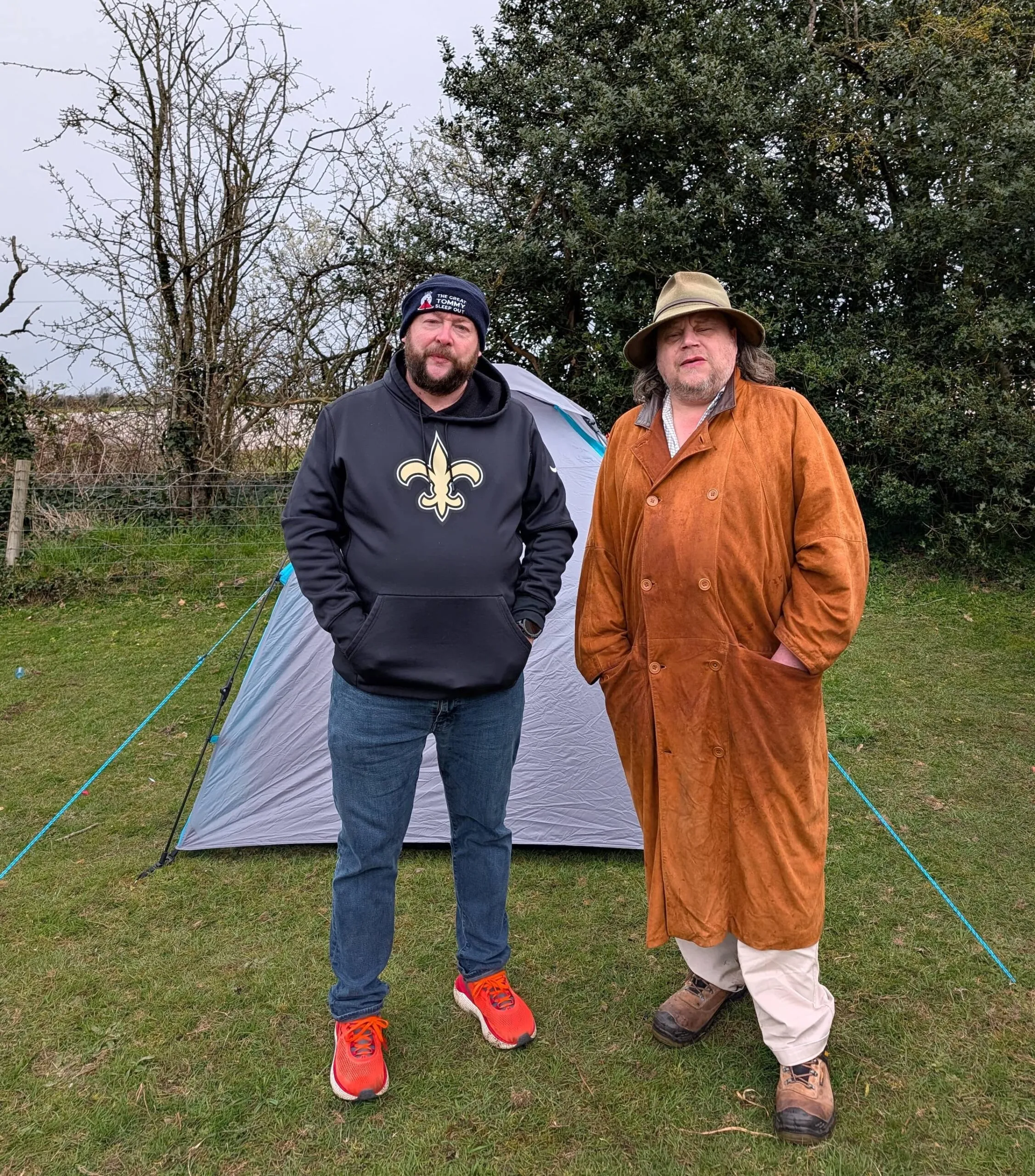 Andy Devaney with Hamilton White for the Tommy Sleep Out 2026