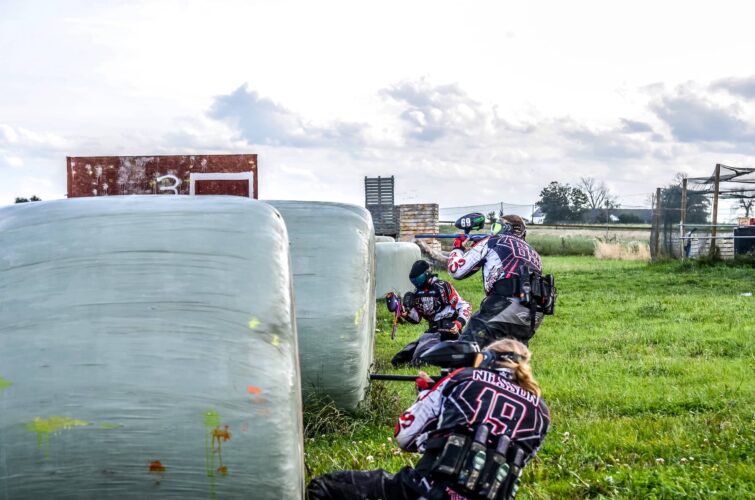 Group playing Paintball