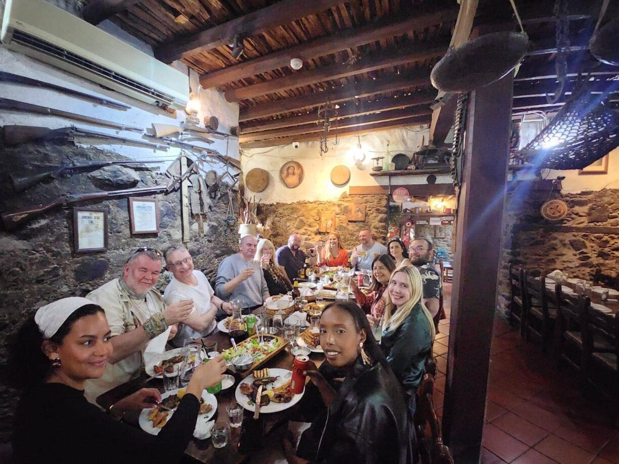 Andy Devaney and European Journlists Enjoy a meal in Cyprus 2026