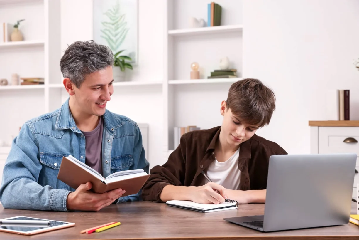 Child being homeschooled