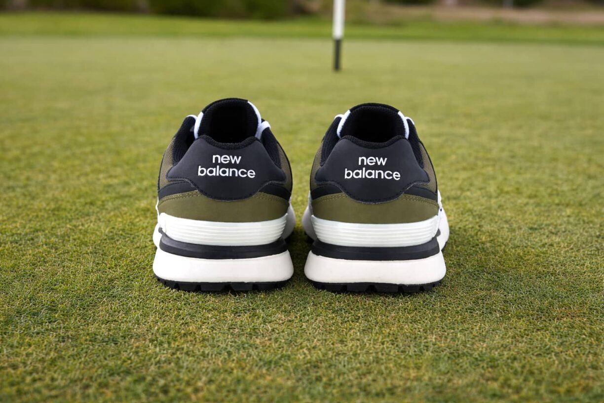 New Balance golf shoes on the green