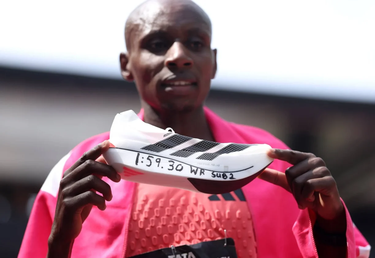 Sabastian Sawe with adidas running Evo shoe World Record