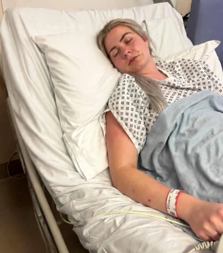 Emma Crabbe in hospital bed