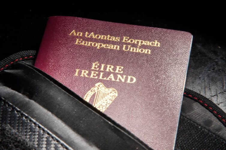 close up photo of an irish european union passport