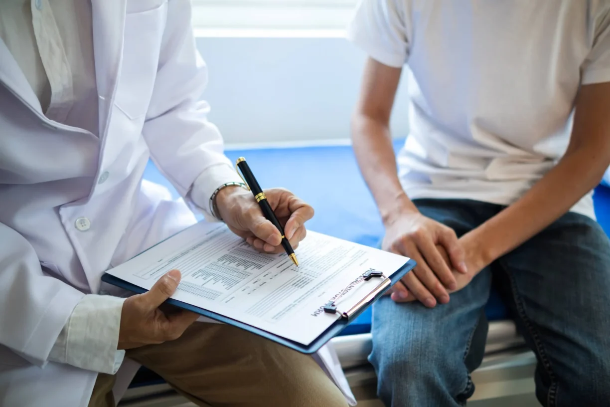 A young man seeks doctor consultation