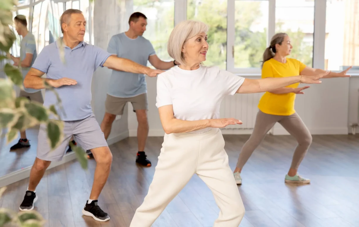 Group choreography class, learning modern dynamic dances
