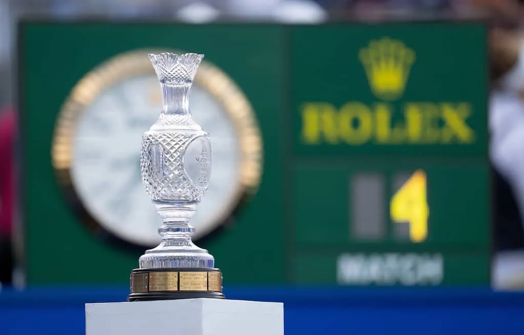 Solheim Trophy with Rolex in background